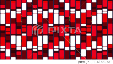 Image of red mosaic sqaures moving in seamless pattern against black background 116188078