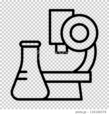 Microscope and flask icon. 116188378