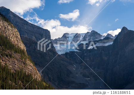 Valley of the Ten Peaks glacier. Moraine lake, Banff National Park, Canadian Rockies. Alberta, Canada. 116188651