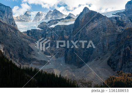 Valley of the Ten Peaks glacier. Moraine lake, Banff National Park, Canadian Rockies. Alberta, Canada. Valley of the Ten Peaks glacier. Moraine lake, Banff National Park, Canadian Rockies. Alberta, Canada. 116188653