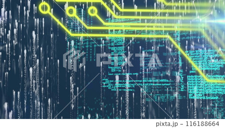 Image of data processing over black background Image of data processing over black background 116188664