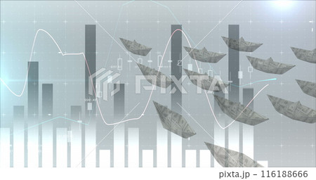 Image of data processing over boats of banknotes 116188666