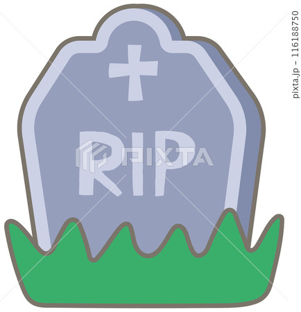 Kids hand drawn cute and colorful happy halloween element Cemetery Graveyard 116188750