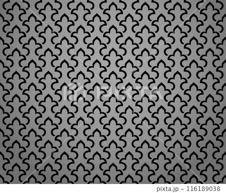 Flower geometric pattern. Seamless vector background. Gray and black ornament Flower geometric pattern. Seamless vector background. Gray and black ornament 116189038