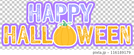 Kid hand drawn cute and colorful happy halloween elements typography 116189179