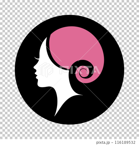 Profile illustration of a woman with pink hair Profile illustration of a woman with pink hair 116189532
