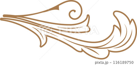 Vintage flourish baroque ornaments frame swirls and scrolls decorations retro design 116189750