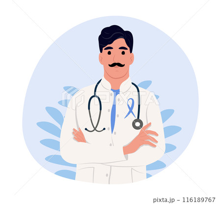 Movember - prostate cancer awareness month. Men's health concept. Awareness of BPH, prostate cancer, bladder cancer and men's health. 116189767