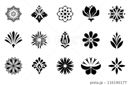 Flowers icon set. Flowers isolated on transparent background. Flowers in modern simple. Cute round flower plant nature collection. Vector illustrator Flowers icon set. Flowers isolated on transparent background. Flowers in modern simple. Cute round flower plant nature collection. Vector illustrator 116190177