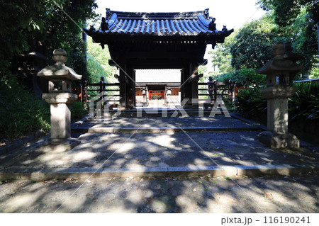 大阪市にある住吉大社境内の摂社大海神社入り口門風景 大阪市にある住吉大社境内の摂社大海神社入り口門風景 116190241