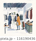 服屋さんで服を選んでいる女性客 116190436