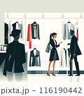 服屋さんで服を選んでいる女性客 116190442