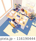 オフィスの一室で仕事をしている二人の男女 116190444