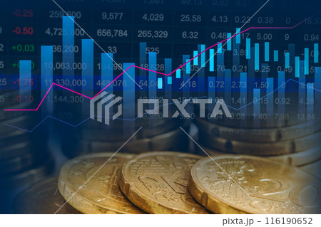 China flag on stock investment trading with graph. 116190652