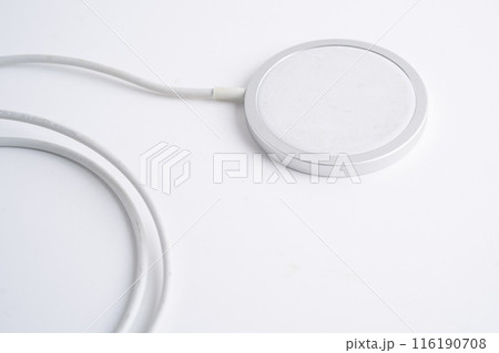 Wireless magnetic charger, modern equipment for mobile phone. Wireless magnetic charger, modern equipment for mobile phone. 116190708