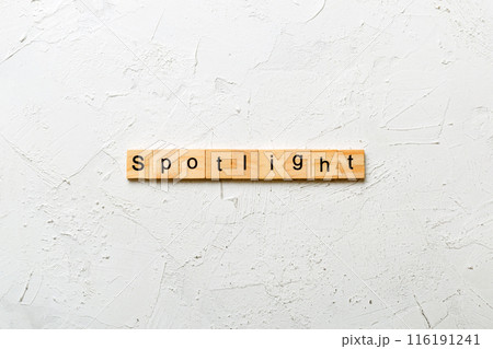 spotlight word written on wood block. spotlight text on table, concept 116191241