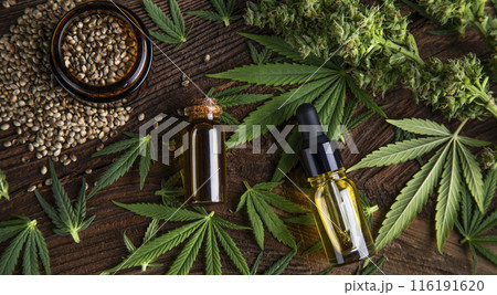 Marijuana oil, cannabis and hemp leaves Marijuana oil, cannabis and hemp leaves 116191620