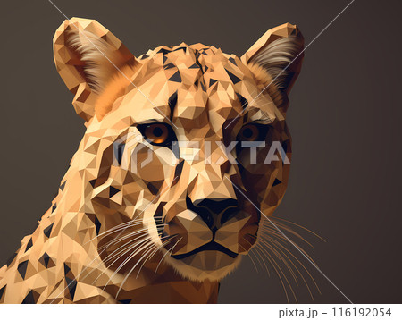 Low poly gepard portrait, AI generated 116192054