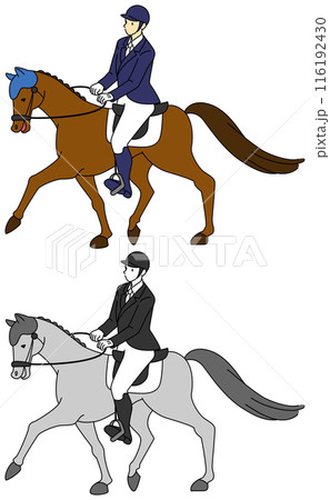 馬術を披露する選手のイラストセット 116192430