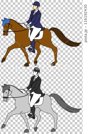 馬術を披露する選手のイラストセット 116192430