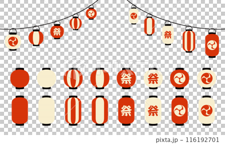 お祭り提灯のベクターイラストセット 116192701