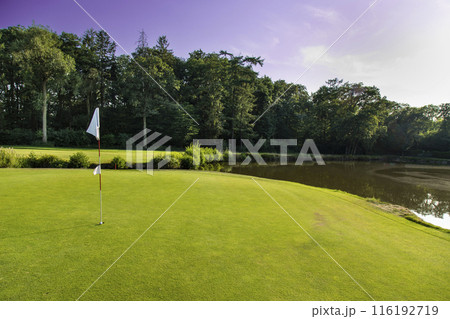 Golf course in green field Golf course in green field 116192719