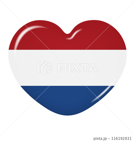 Heart icon in the colors of the Netherlands flag, isolated on a transparent background. Vector illustration 116192831