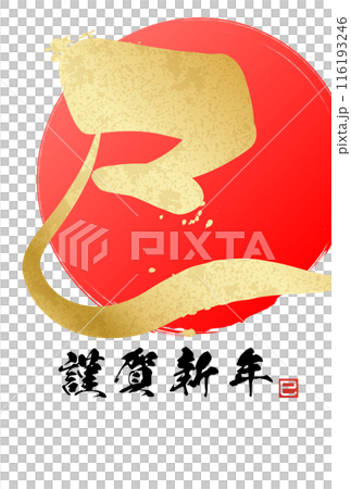 巳文字年賀状（年賀状筆文字素材） 116193246