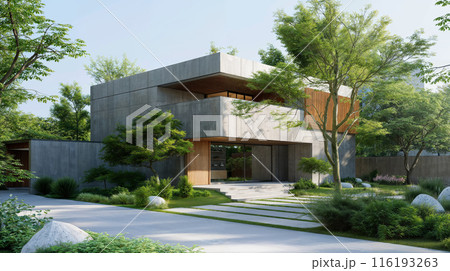 コンクリート打ち放し住宅外観パース コンクリート打ち放し住宅外観パース 116193263