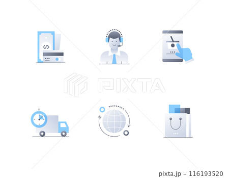 Online shopping and delivery - flat design style icons set 116193520