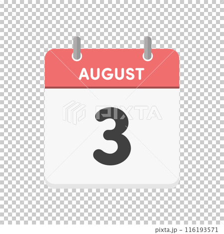 8月3日・August 3の日めくりカレンダーのアイコン - 8/3の日付入りの暦
