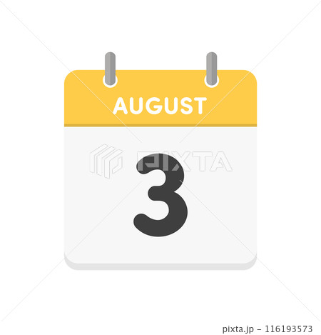 8月3日・August 3の日めくりカレンダーのアイコン - 8/3の日付入りの暦のデザイン素材 8月3日・August 3の日めくりカレンダーのアイコン - 8/3の日付入りの暦のデザイン素材 116193573
