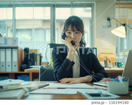 オフィスで電話する女性 116194180