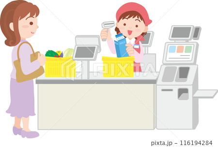 レジ_お買い物する人_お会計 116194284