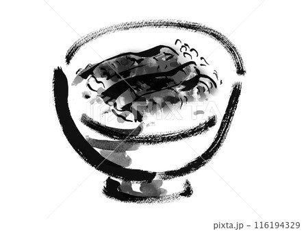 鰻丼の手書き和風筆素材セット 116194329