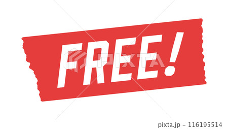 赤いテープにFREE!の文字 - シンプルでおしゃれな0円のセールスプロモーション･POP素材 116195514