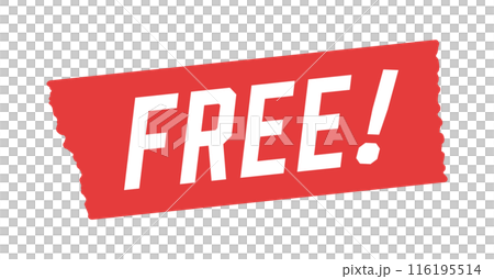 赤いテープにFREE!の文字 - シンプルでおしゃれな0円のセールスプロモーション･POP素材 116195514