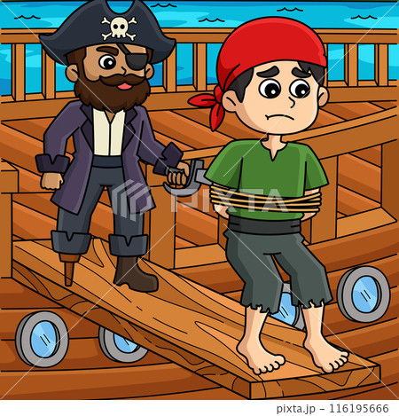 Pirate Walking the Plank Colored Cartoon  116195666