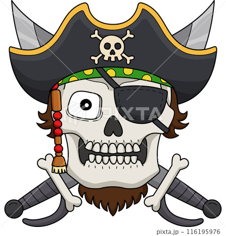 Pirate Skull Cartoon Colored Clipart Illustration Pirate Skull Cartoon Colored Clipart Illustration 116195976