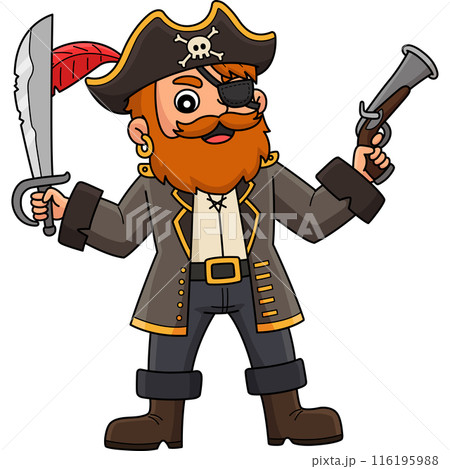 Pirate Captain Cartoon Colored Clipart  116195988