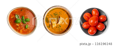 Red Tomato Soup with Barley, Potato, Carrot, Cabbage and Cereals 116196148