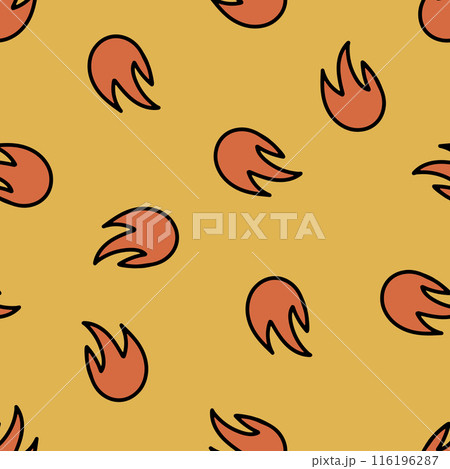 Hand Drawn Cute Cartoon Seamless Pattern with Fire. 116196287