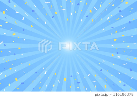 集中線と小さな紙吹雪の水色背景素材 116196379