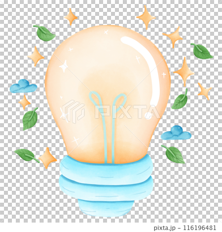 yellow light bulb on world conservation day	 116196481