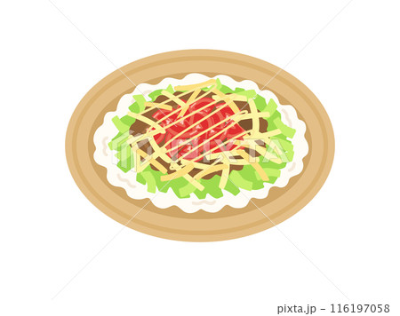 皿に盛り付けられた、タコライスのイラスト 皿に盛り付けられた、タコライスのイラスト 116197058