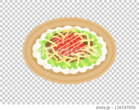 皿に盛り付けられた、タコライスのイラスト 皿に盛り付けられた、タコライスのイラスト 116197058