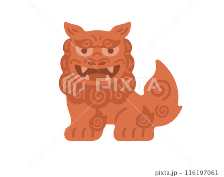 口を開けた、シーサーのイラスト 116197061