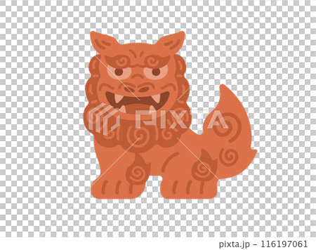 口を開けた、シーサーのイラスト 116197061