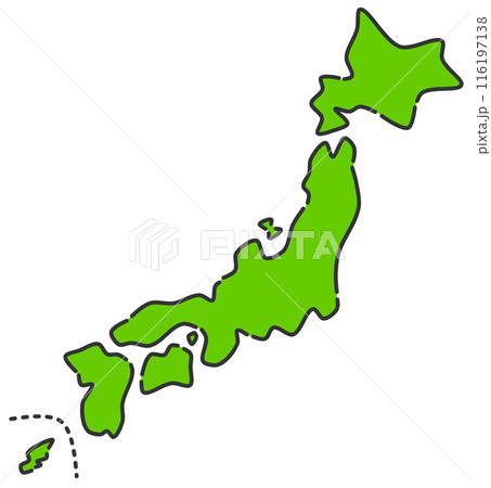 日本の北海道から九州までの全国地図 日本の北海道から九州までの全国地図 116197138