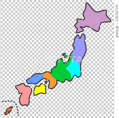 日本全國地圖從北海道到九州 116197141